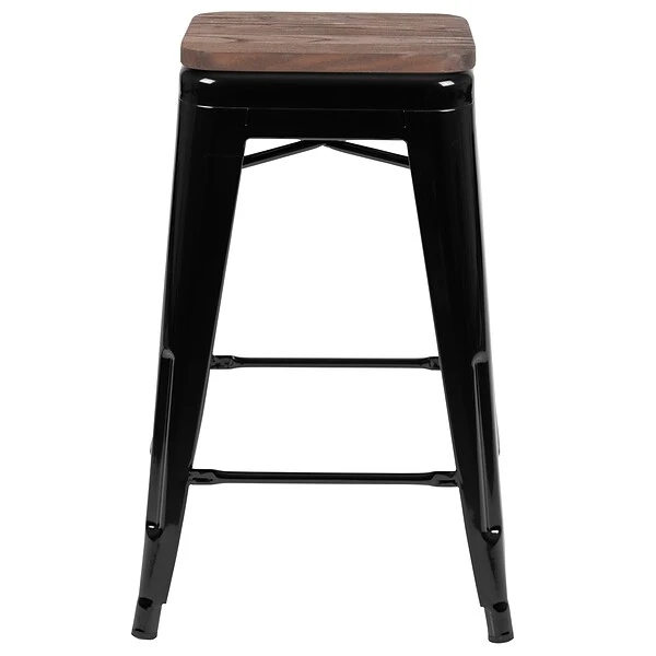 Flash Furniture Metal 24" High Counter-Height Bar Stool, Black, 4-Pieces (4ET31320W24BKR) - Image 8