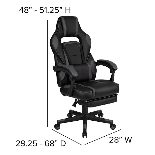 Flash Furniture X40 Ergonomic LeatherSoft Swivel Gaming Massaging Chair, Black/Gray (CH00288BK) - Image 5