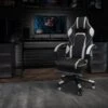 Flash Furniture X40 Ergonomic LeatherSoft Swivel Gaming Massaging Chair, White (CH00288WH)