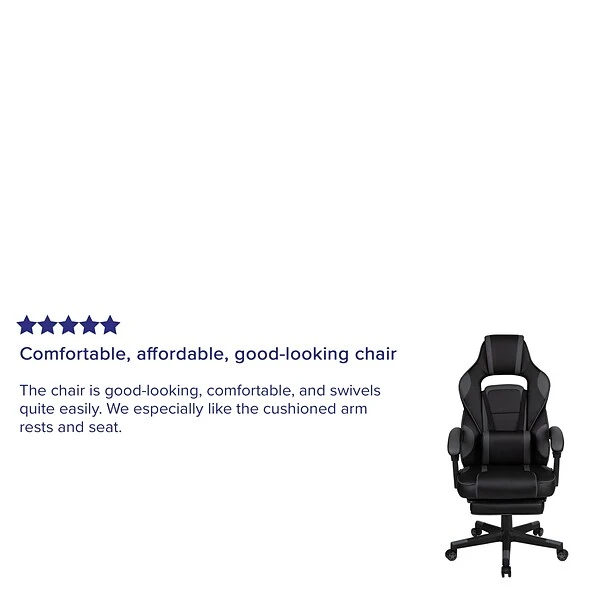 Flash Furniture X40 Ergonomic LeatherSoft Swivel Gaming Massaging Chair, Black/Gray (CH00288BK) - Image 3