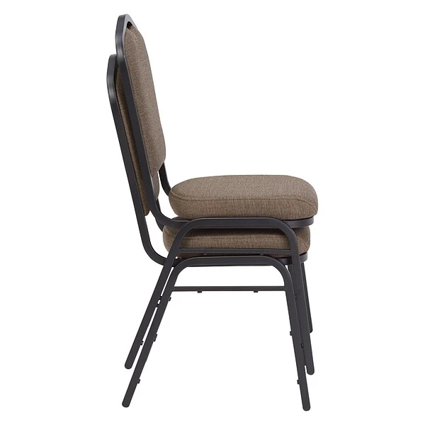 National Public Seating 9300 Series Deluxe Fabric Upholstered Stack Chair, Natural Taupe/Black Sandtex, 2 Pack (9378-BT/2) - Image 2