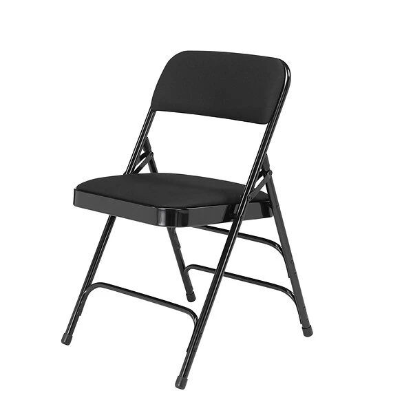 NPS 2300 Series Fabric Padded Triple Brace Double Hinge Premium Folding Chairs, Midnight Black/Black, 4 Pack (2310/4) - Image 2
