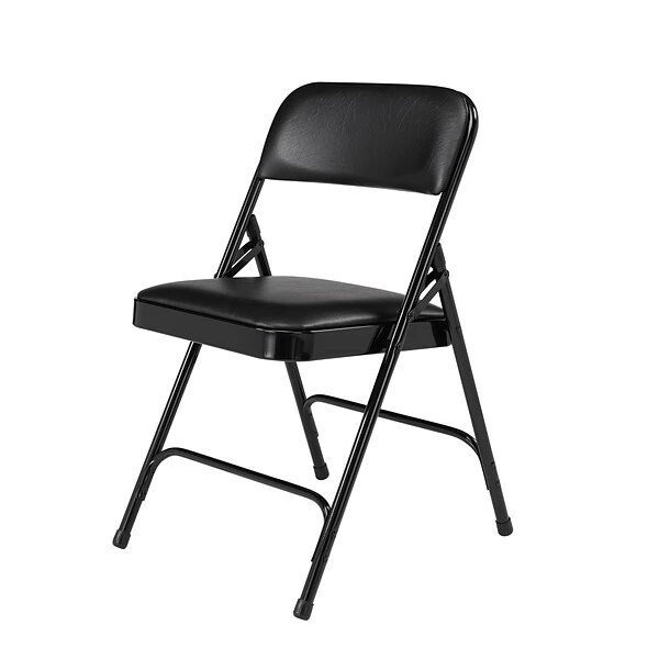 NPS 1200 Series Vinyl Padded Premium Folding Chairs, Caviar Black/Black, 4/Pack (1210/4) - Image 2