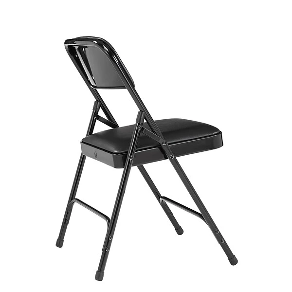 NPS 1200 Series Vinyl Padded Premium Folding Chairs, Caviar Black/Black, 4/Pack (1210/4) - Image 3