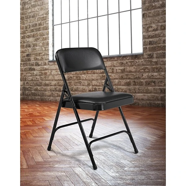 NPS 1200 Series Vinyl Padded Premium Folding Chairs, Caviar Black/Black, 4/Pack (1210/4) - Image 7