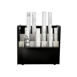 AdirOffice 21-Slot Roll File Cabinet, Mobile, Black, 30", 2/Pack (625-BLK-2PK)