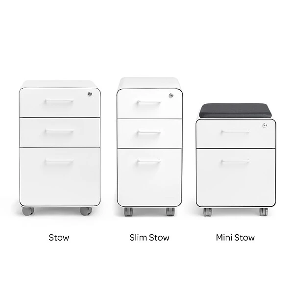 Poppin White Slim Stow 3-Drawer Vertical File Cabinet, White (104667) - Image 5