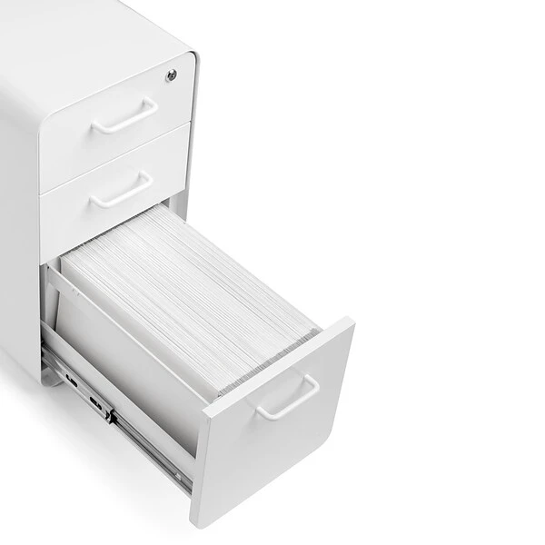 Poppin White Slim Stow 3-Drawer Vertical File Cabinet, White (104667) - Image 4