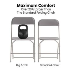 Flash Furniture Hercules⢠Plastic Big And Tall Commercial Folding Chair, Gray, 4/Pack (4LEL3WGY)