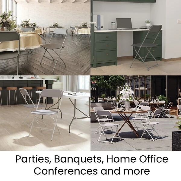 Flash Furniture Hercules⢠Plastic Big And Tall Commercial Folding Chair, Gray, 4/Pack (4LEL3WGY) - Image 5