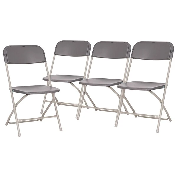 Flash Furniture Hercules⢠Plastic Big And Tall Commercial Folding Chair, Gray, 4/Pack (4LEL3WGY) - Image 6