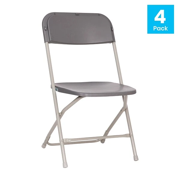 Flash Furniture Hercules⢠Plastic Big And Tall Commercial Folding Chair, Gray, 4/Pack (4LEL3WGY) - Image 7