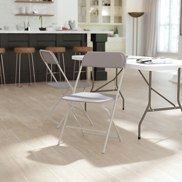 Flash Furniture Hercules⢠Plastic Big And Tall Commercial Folding Chair, Gray, 4/Pack (4LEL3WGY) - Image 8