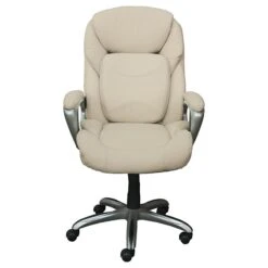 Serta Works My Fit Bonded Leather Executive Office Chair With 360 Motion Support, Inspired Ivory (CHR200063)