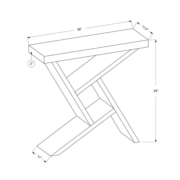 Monarch Specialties Hall Console Accent Table, White/Gray Cement-look (I 2405) - Image 2