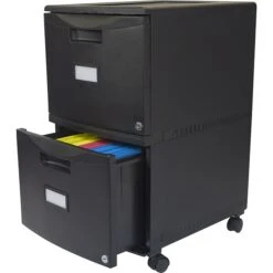 Storex 2-Drawer Mobile File Cabinet With Lock Legal/Letter, 14.125"L X 31.75"W X 10.625"H, Black (STX61312U01C)
