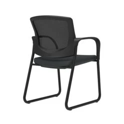 Union & Scale™ Workplace2.0™ 500 Series Vinyl And Mesh Guest Chair, Carbon, Integrated Lumbar, Fixed Arms (53290)