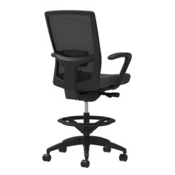 Union & Scale Workplace2.0™ Fabric Stool, Iron Ore, Adjustable Lumbar, Fixed Arms, Synchro-Tilt, Partial Assembly Required