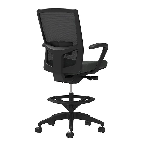 Union & Scale Workplace2.0™ Fabric Stool, Iron Ore, Adjustable Lumbar, Fixed Arms, Synchro-Tilt, Partial Assembly Required