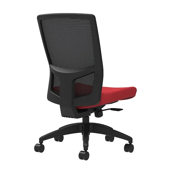 Union & Scale Workplace2.0™ Fabric Task Chair, Cherry, Integrated Lumbar, Armless, Synchro-Tilt W/ Seat Slide Control (53616)