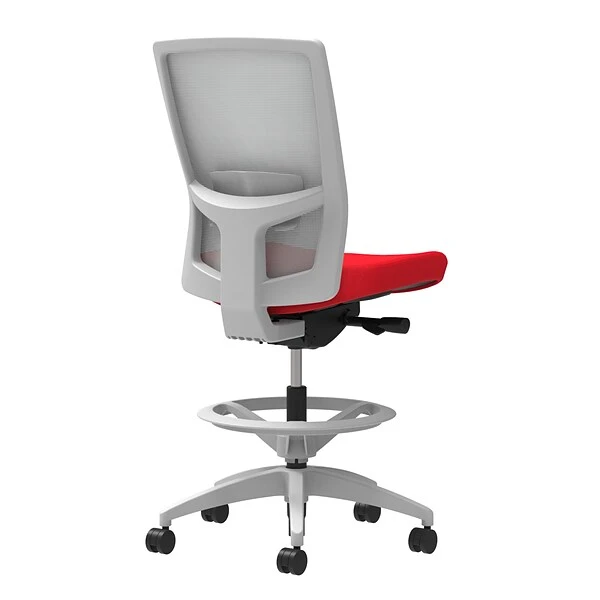 Union & Scale Workplace2.0™ Fabric Stool, Ruby Red, Adjustable Lumbar, Armless, Synchro-Tilt, Partial Assembly Required