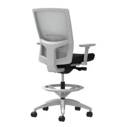 Union & Scale Workplace2.0™ Stool, Black Vinyl, Adjustable Lumbar, Height & Width Adjustable Arms, Synchro-Tilt Control (53778)