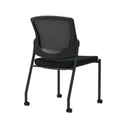Union & Scale Workplace2.0™ Vinyl Guest Chair, Black Vinyl, Integrated Lumbar, Armless, Stationary, Fully Assembled (53718)