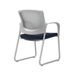 Union & Scale Workplace2.0™ Fabric Guest Chair, Navy, Integrated Lumbar, Fixed Arms, Stationary Seat Control (53751)