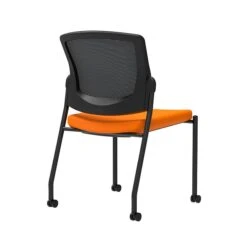 Union & Scale Workplace2.0™ Fabric Guest Chair, Apricot, Integrated Lumbar, Armless, Stationary, Fully Assembled (53711)