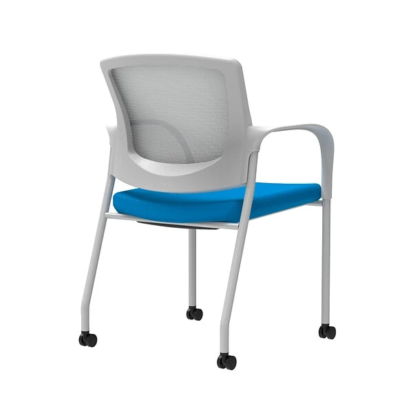 Union & Scale Workplace2.0™ Fabric Guest Chair, Cobalt, Integrated Lumbar, Fixed Arms, Stationary, Fully Assembled