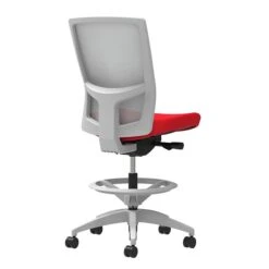 Union & Scale Workplace2.0™ Fabric Stool, Ruby Red, Integrated Lumbar, Armless, Synchro-Tilt, Partial Assembly Required