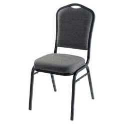 NPS 9300 Series Deluxe Fabric Upholstered Stack Chair, Natural Graystone/Black Sandtex (9362-BT)