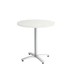 Union & Scale™ Workplace2.0™ 30" Laminate Round Table With X-Base, Silver Mesh (54007)