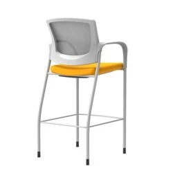 Union & Scale Workplace2.0™ Bistro Height Stool Fog Mesh, Fixed Arms, Goldenrod Fabric (54248)