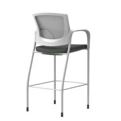Union & Scale™ Workplace2.0™ Bistro Height Stool Fog Mesh, Fixed Arms, Iron Ore Fabric (54251)