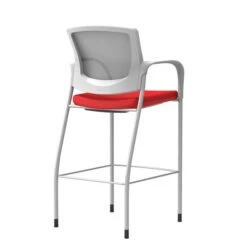Union & Scale Workplace2.0™ Bistro Height Stool Fog Mesh, Fixed Arms, Ruby Fabric (54254)