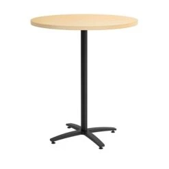 Union & Scale™ Workplace2.0™ Multipurpose 36" Round Natural Maple Laminate Bistro Height Black Base Table (54800)