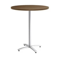 Union & Scale™ Workplace2.0™ Multipurpose 36" Round Pinnacle Laminate Bistro Height Silver Base Table (54803)