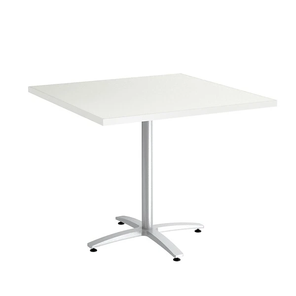 Union & Scale™ Workplace2.0™ Multipurpose 36" Square Silver Mesh Laminate Seated Height Silver Base Table (54824)