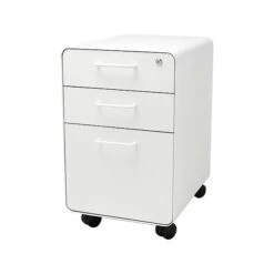 Poppin Stow 3-Drawer Vertical File Cabinet, Locking, Letter/Legal, White, 20"D (100915)