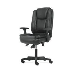 Sadie High-Back Task Chair, Height Adjustable Arms, Height Adjustable Back, Black Leather (BSXVST331)