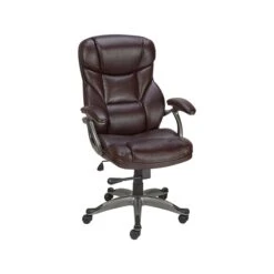 Quill Brand® Osgood High-Back Bonded Leather Manager Chair, Brown (22298)