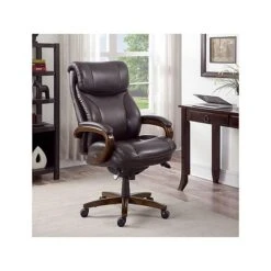 La-Z-Boy Trafford Faux Leather Executive Big & Tall Chair, 400 Lb. Capacity, Vino Brown (45782OSS)