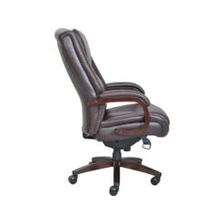 La-Z-Boy Winston Ergonomic Faux Leather Executive Big & Tall Chair, 400 Lb. Capacity, Brown (44763)