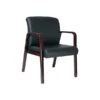 Alera Reception Lounge Leather Guest Chair, Black/Mahogany (ALERL4319M)