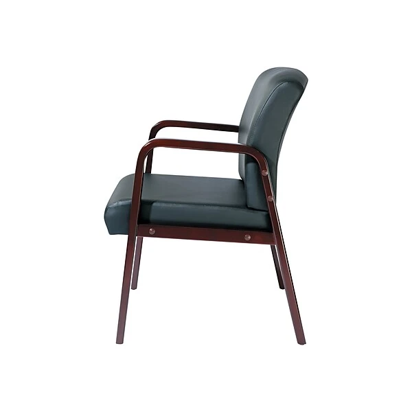 Alera Reception Lounge Leather Guest Chair, Black/Mahogany (ALERL4319M) - Image 3