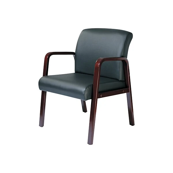 Alera Reception Lounge Leather Guest Chair, Black/Mahogany (ALERL4319M) - Image 5
