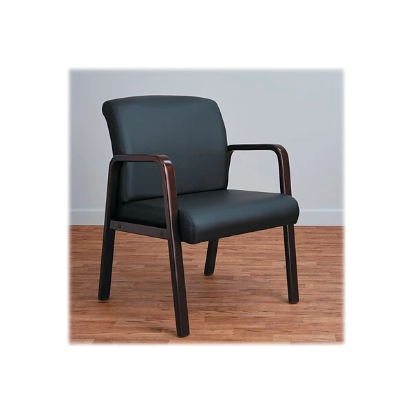 Alera Reception Lounge Leather Guest Chair, Black/Mahogany (ALERL4319M) - Image 7