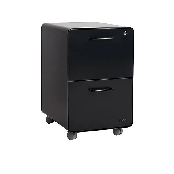 Poppin Stow 2-Drawer Vertical File Cabinet, Mobile/Pedestal, Black, Letter/Legal, 20"D (103107)