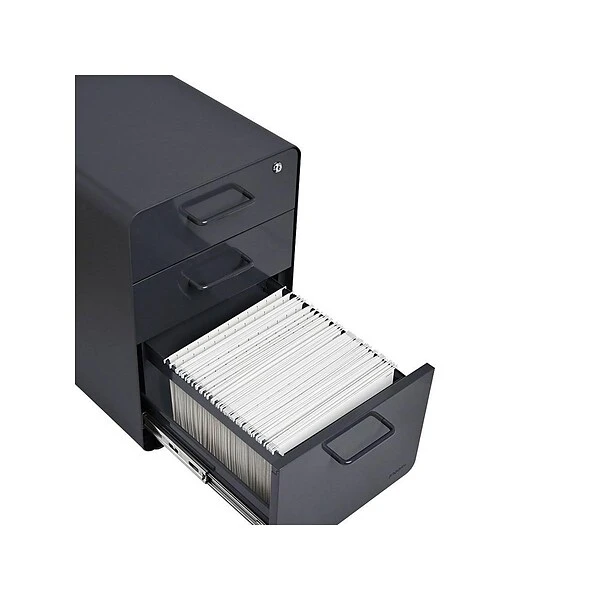 Poppin Stow 3-Drawer Vertical File Cabinet, Mobile/Pedestal, Charcoal, Letter/Legal, 20"D (103695) - Image 2